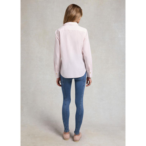 Soft Pink Stripe Holland Cooper Womens Classic Fit Shirt On Model Rear