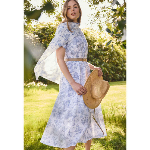 Ink Blue Print Barbour Womens Wisteria Midi Dress Lifestyle 2