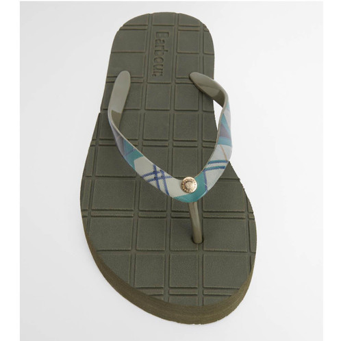 Olive/Ancient Tartan Barbour Tilda Toe Post Sandal FRONT