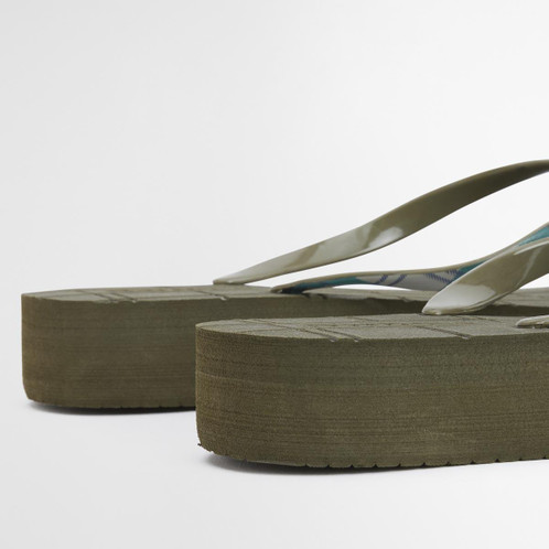 Olive/Ancient Tartan Barbour Tilda Toe Post Sandal HEEL