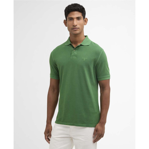 Washed Green Washed Pink Barbour Mens Washed Tartan Tailored Fit Pique Polo FRONT