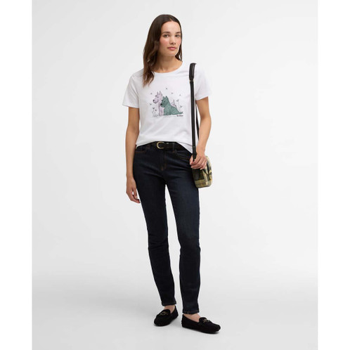 White Barbour Womens Clover T-Shirt on model