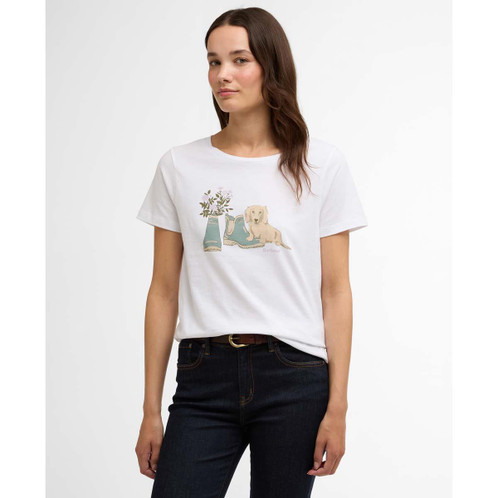 White Barbour Womens Brambles T-Shirt front