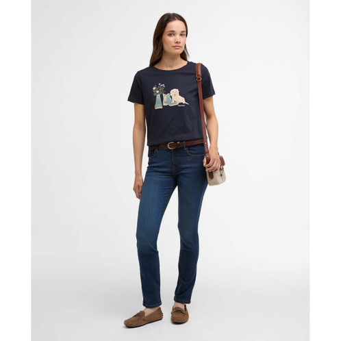 Navy Barbour Womens Brambles T-Shirt on model