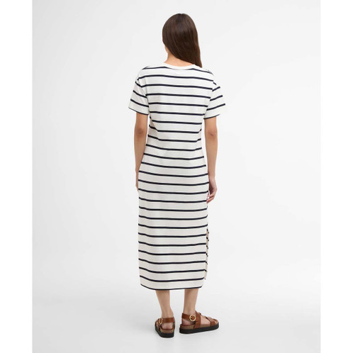 Cloud/Navy Stripe Barbour Womens Selena Midi Dress back