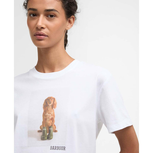 White Barbour Womens Bedale T-Shirt logo