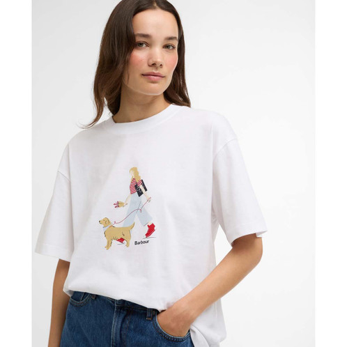 White Barbour Womens Derwent T-Shirt logo