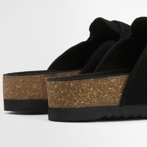 Black Suede Barbour Kyra Closed Toe Sandal heel