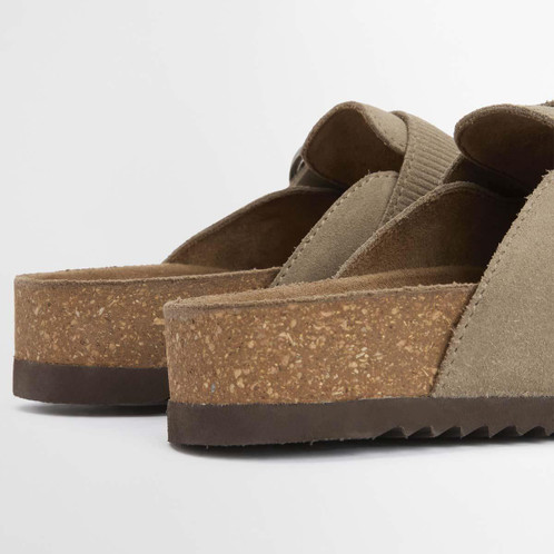 Taupe Suede Barbour Kyra Closed Toe Sandal heel