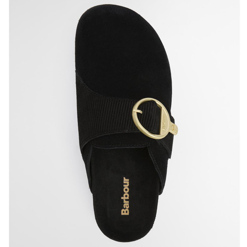 Black Suede Barbour Kyra Closed Toe Sandal top