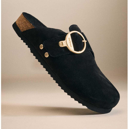 Black Suede Barbour Kyra Closed Toe Sandal ls