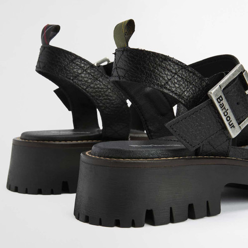 Black Barbour Gabby Sandal heel