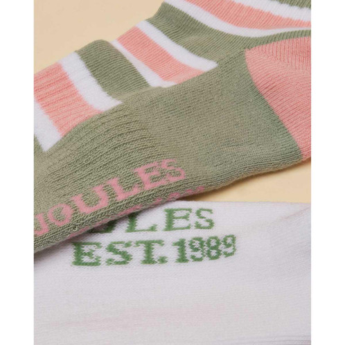 Green/Pink Joules Womens Volley Tennis Socks 2 Pack Sole Detail