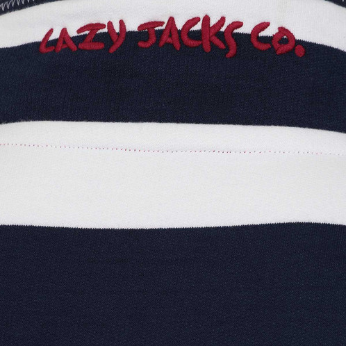 Marine Lazy Jacks Mens LJ39 1/4 Zip Stripe Sweatshirt Back Neck