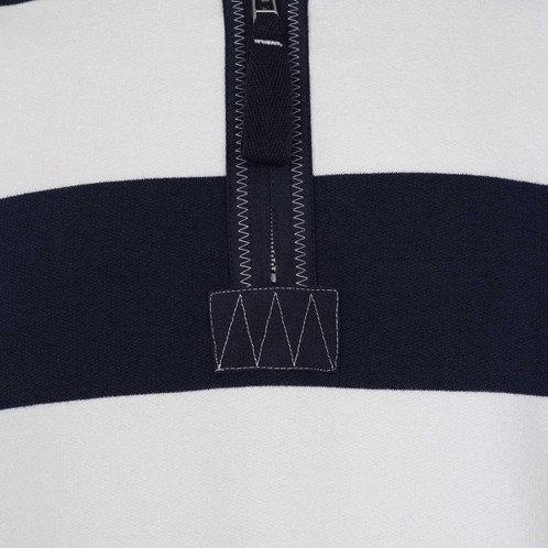 Marine Lazy Jacks Mens LJ39 1/4 Zip Stripe Sweatshirt Zip Detail