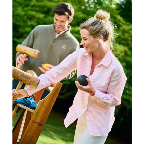 Pink Dubarry Womens Butterfly Striped Shirt On Model