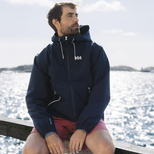 navy Helly Hansen Mens Sandoy Rain Jacket ls2