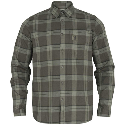 Green Check Harkila Mens Fjell Long Sleeve Shirt