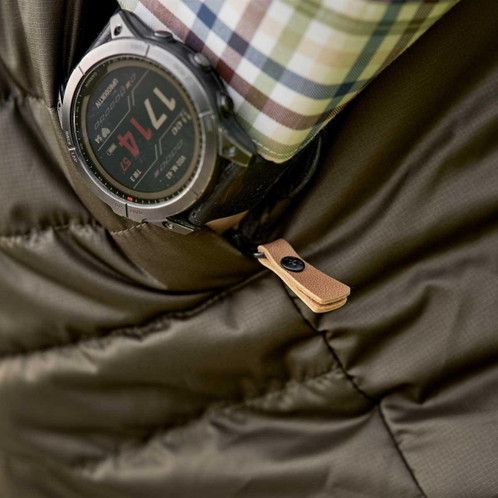 Willow Green/Shadow Brown Harkila Mens Kalix HSP Reversible Waistcoat Pocket Detail