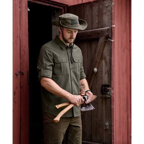 Grape Leaf Seeland Mens Selous Short Sleeve Cargo Shirt Lifestyle On Model