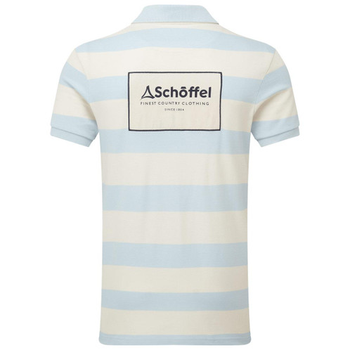 Pale Blue Stripe Schoffel Mens St Ives Heritage Polo Shirt back