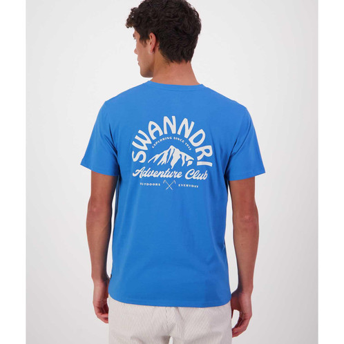 Maui Blue/Platinum Swanndri Mens Mountain Printed T-Shirt Back