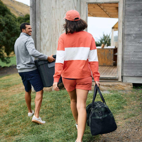 Watermelon/White Swanndri Womens Cameron Rugby Shirt Lifestyle Back