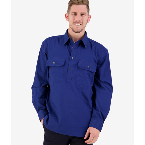 Navy Swanndri Mens Bendigo Work Shirt Front