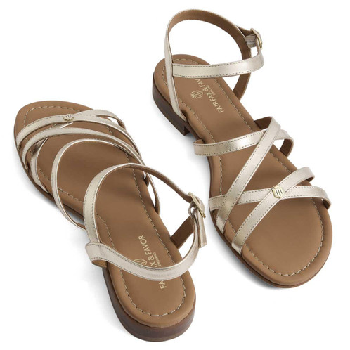 Gold Leather Fairfax & Favor St Ives Sandals Angled