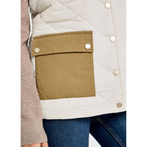 Bone Dubarry Womens Clashmore Quilted Gilet On Model Pocket Detail