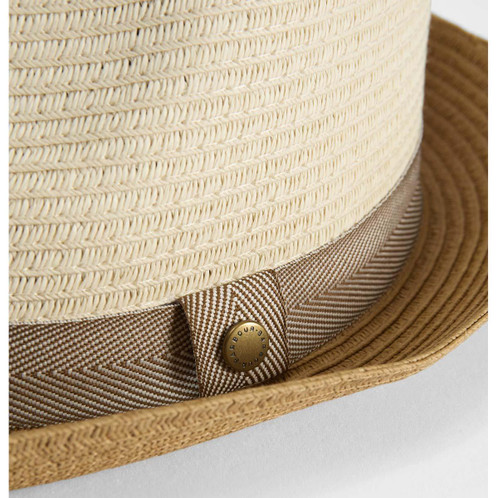 Ecru/Tan Barbour Mens Ashill Trilby Summer Hat Brim