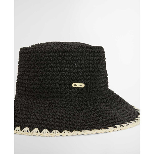 Black Barbour Womens Camille Crochet Hat Badge