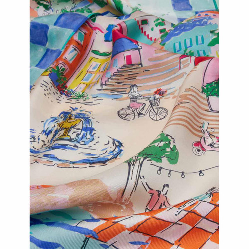 Amalfi Scene Joules Womens Bloomfield Silk Scarf Detail