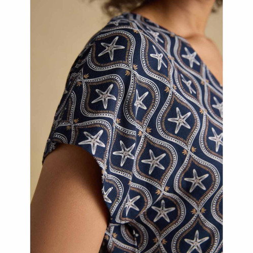 Navy Joules Womens Nia Short Sleeve Jersey Midi Dress Sleeves