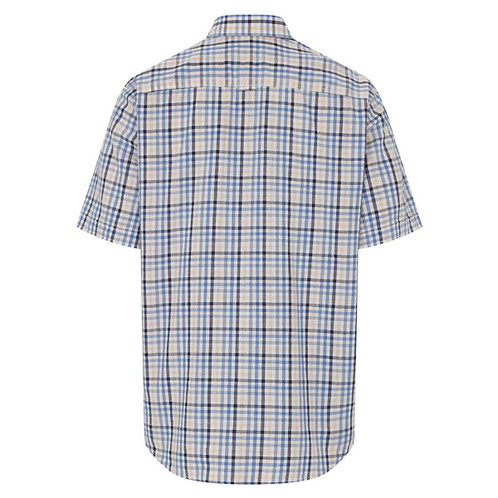 Blue/Corn Hoggs of Fife Mens Aberdour Short Sleeve Shirt Back