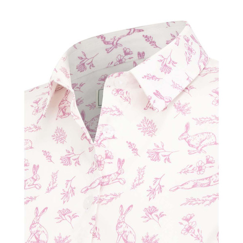 Pink Hoggs Of Fife Womens Hare Print Shirt  COLLAR