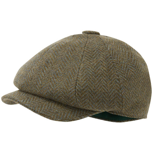 Loden Green Wide Herringbone Schoffel Womens Newsboy Cap