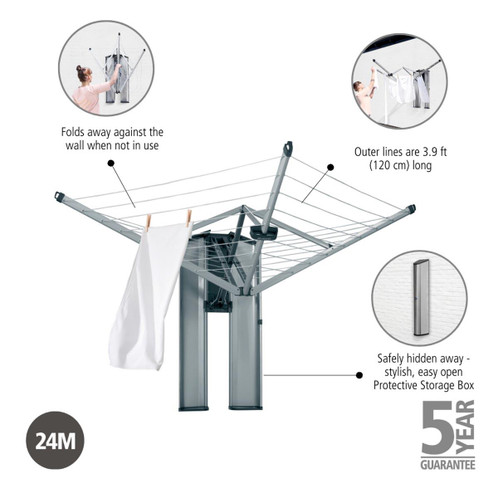 Brabantia Wallfix Dryer With Storage Box Features