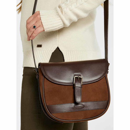 Walnut Dubarry Clara Large Saddle Style Bag On Model