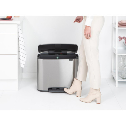Matt Steel Fingerprint Proof Brabantia Bo Pedal Bin 36 Litre