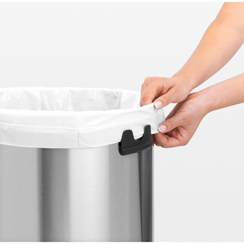 Matt Steel Brabantia Push Bin 60 Litre Detail