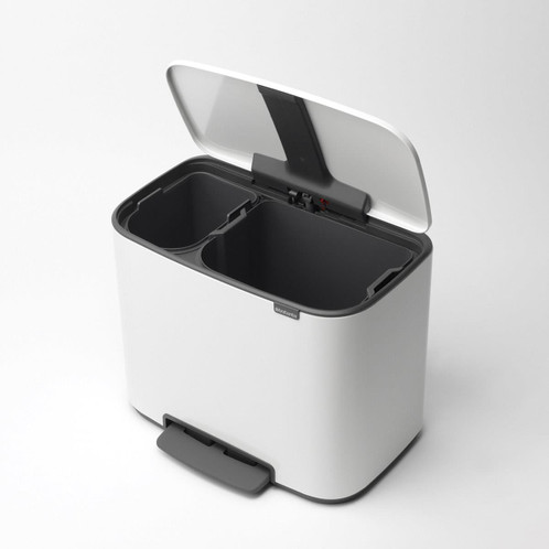White Brabantia Bo Pedal Bin 11 + 23 Litre Interior