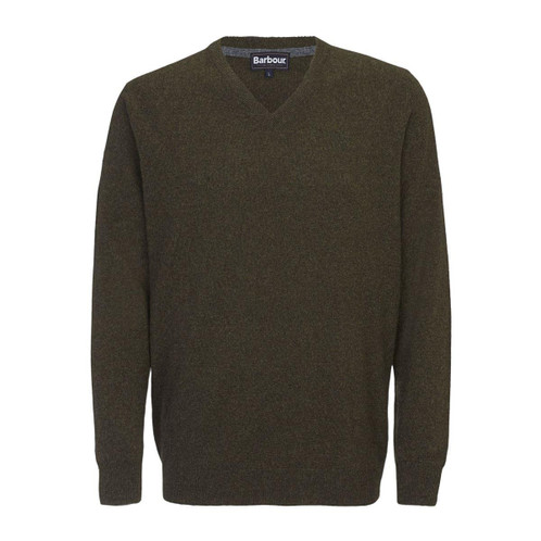 Seaweed Barbour Mens Essential Lambswool V Neck Sweater