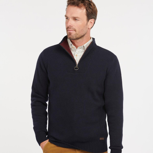 Navy Barbour Nelson Essential Half Zip Front