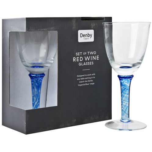 Denby Imperial Blue Red Wine Glass Set of 2 Denby Imperial Blue Red Wine Glass Set of 2