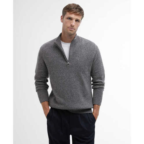 Grey Barbour Mens Tisbury 1/2 Zip front