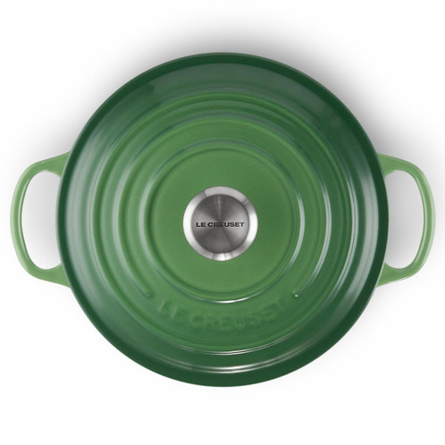  Le Creuset 24cm Cast Iron Round Casserole Dish Bamboo Green