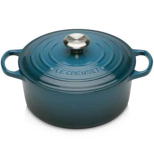 Deep Teal Le Creuset 28cm Cast Iron Round Casserole