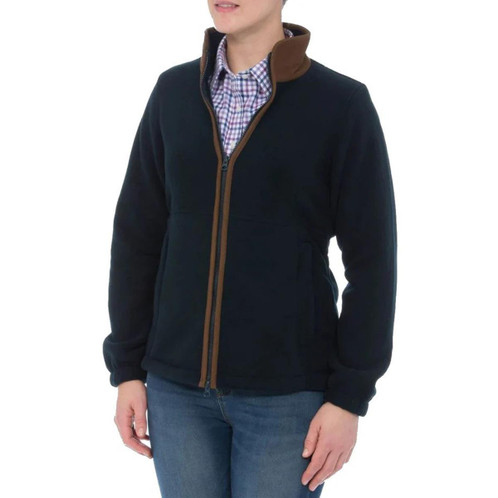 Dark Navy Alan Paine Ladies Aylsham Fleece Jacket On Model