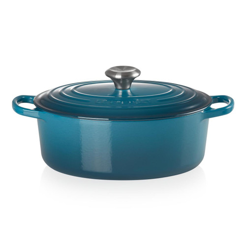 Le Creuset 27cm Cast Iron Oval Casserole Dish Deep Teal